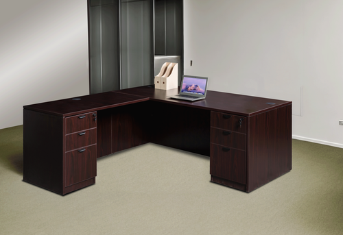 Boss Office Suite Office Products 71 Inch Executive L-Shape Corner Desk with Dual Box/Box/File Storage Pedestals, Mahogany (GROUPA11-M) Boss Office Suite Office Products 71 Inch Executive L-Shape Corner Desk with Dual Box/Box/File Storage Pedestals, Mahogany (GROUPA11-M)