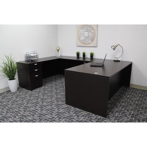Boss Office Suite Offie Products 66 Inch Executive U-Shape Desk with 2 Box/Box/File Storage Pedestals, Mocha (GROUPA14-MOC) Boss Office Suite Offie Products 66 Inch Executive U-Shape Desk with 2 Box/Box/File Storage Pedestals, Mocha (GROUPA14-MOC)