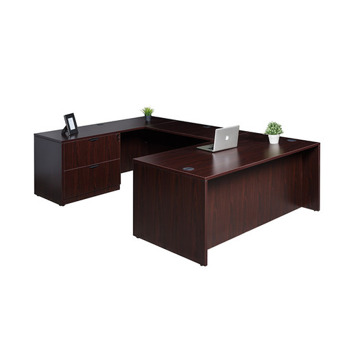 Boss Office Suite Office Products 66 Inch Executive U-Shape Desk with 2 Drawer Lateral File and Credenza, Mahogany (GROUPA18-M) Boss Office Suite Office Products 66 Inch Executive U-Shape Desk with 2 Drawer Lateral File and Credenza, Mahogany (GROUPA18-M)