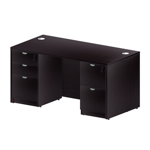 Boss Office Suite 66" Desk with Box/Box/File Pedestal and File/File Pedestal, Mocha (GROUPA22-MOC) Boss Office Suite 66" Desk with Box/Box/File Pedestal and File/File Pedestal, Mocha (GROUPA22-MOC)