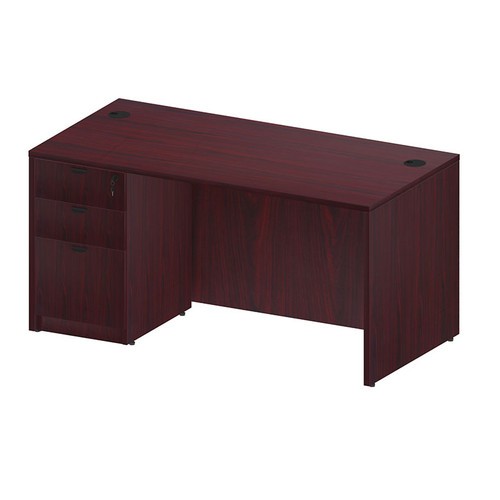 Boss Office Suite 60" Desk with Box/Box/File Pedestal, Mahogany (GROUPA23-M) Boss Office Suite 60" Desk with Box/Box/File Pedestal, Mahogany (GROUPA23-M)