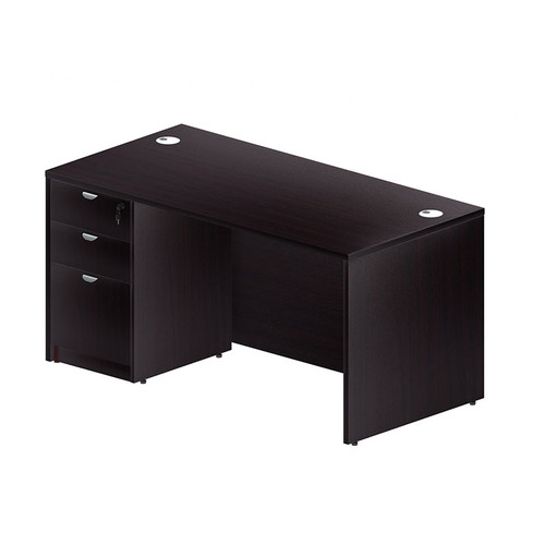 Boss Office Suite 60" Desk with Box/Box/File Pedestal, Mocha (GROUPA23-MOC) Boss Office Suite 60" Desk with Box/Box/File Pedestal, Mocha (GROUPA23-MOC)