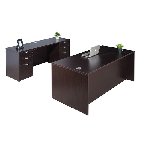 Boss Office Suite Office Products Office Suite, 71 Inch Desk and Credenza with Dual Box/Box/File Storage Pedestals, Mocha (GROUPA2-MOC) Boss Office Suite Office Products Office Suite, 71 Inch Desk and Credenza with Dual Box/Box/File Storage Pedestals, Mocha (GROUPA2-MOC)