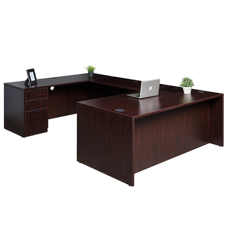 Boss Office Suite Office Products 71 Inch Executive U-Shape Desk with Box/Box/File Storage Pedestal, Mahogany (GROUPA3-M) Boss Office Suite Office Products 71 Inch Executive U-Shape Desk with Box/Box/File Storage Pedestal, Mahogany (GROUPA3-M)