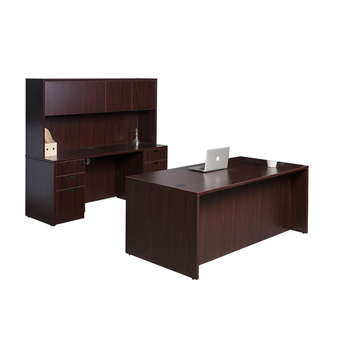 Boss Office Suite Office Products 71 Inch Executive Office Suite with 2 Box/Box/File Storage Pedestals, Credenza and 4 Door Hutch, Mahogany (GROUPA6-M) Boss Office Suite Office Products 71 Inch Executive Office Suite with 2 Box/Box/File Storage Pedestals, Credenza and 4 Door Hutch, Mahogany (GROUPA6-M)