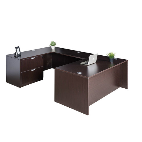 Boss Office Suite Office Products 71 Inch Executive U-Shape Desk with 2 Drawer Lateral File and Credenza, Mocha (GROUPA8-MOC) Boss Office Suite Office Products 71 Inch Executive U-Shape Desk with 2 Drawer Lateral File and Credenza, Mocha (GROUPA8-MOC)