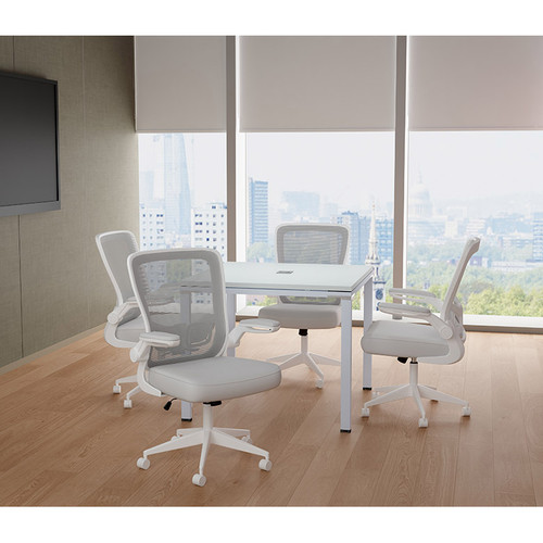Boss Office Suite 36" Square Table and Chairs, White (GROUPS401-A)