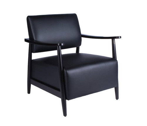 Minimalist Guest Lounge Chair - Coffee Frame w/ Black Vinyl (MOSWAVCFBVIN) Minimalist Guest Lounge Chair - Coffee Frame w/ Black Vinyl (MOSWAVCFBVIN)