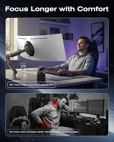 NB Gaming Monitor Arm for Screen up to 60 inches, Holds 44 lbs(20 kg), VESA 75/100, RGB Light, Heavy Duty Monitor Stand (MOSNBMONITORARM)