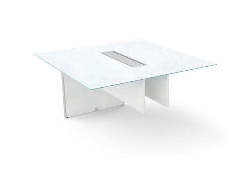 Blanco Glass Top Conference Table Extension with Wire Management (CD-GTE4848-B (GROUP))