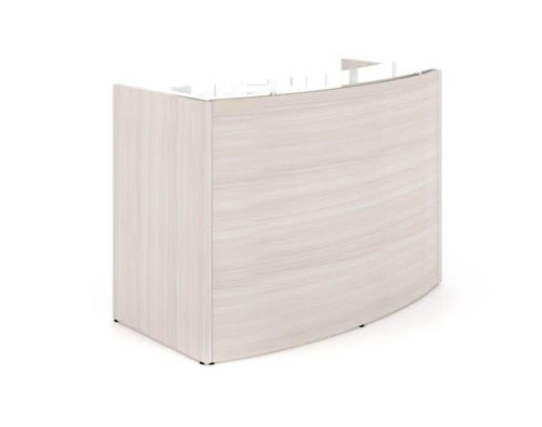 Blanc De Gris Curved Reception Desk with Glass Transaction Counter (CD-P60CRD-BDG-NEW(GROUP))