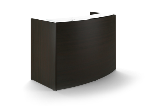 Noce Curved Reception Desk with Glass Transaction Counter (CD-P60CRD-E-NEW(GROUP))