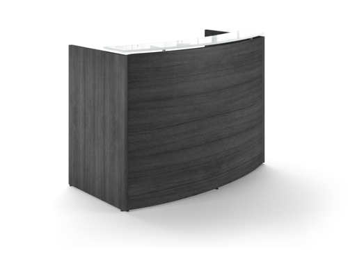 Noce Curved Reception Desk with Glass Transaction Counter (CD-P60CRD-G-NEW(GROUP))