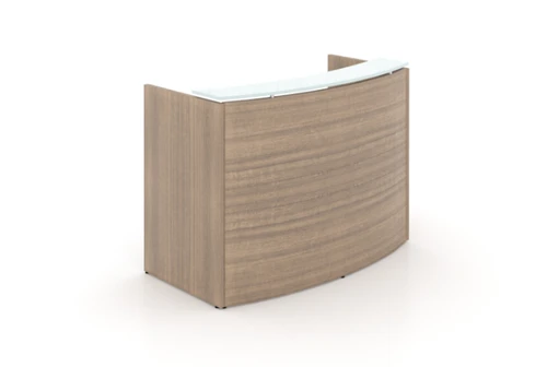 Noce Curved Reception Desk with Glass Transaction Counter (CD-P60CRD-N-NEW(GROUP))