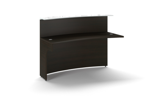 Noce Curved Reception Desk Extension with Glass Transaction Counter (CD-P60CRDE-E-NEW(GROUP))