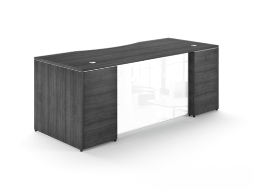 Grigio Rectangular Desk with Glass Modesty Panel (CD-P6630-GM-W-G(GROUP))