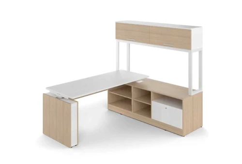 Veloce Laminate Bench Workstation NH-205, White (Layout-CD-NH-205-MI-WH)