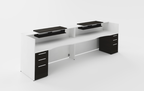 Double Station Reception with Rectangular Laminate Top and Front Overlay Conversions Blanco (Layout-P-REC-DS1-B)