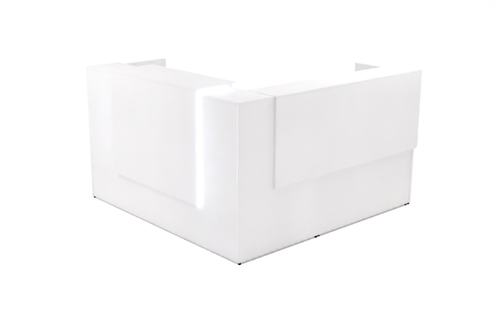 Single Station Left Handed Reception with Rectangular Laminate Top, Return and Front Overlay Conversions Blanco (Layout-P-REC-S3-B) Single Station Left Handed Reception with Rectangular Laminate Top, Return and Front Overlay Conversions Blanco (Layout-P-REC-S3-B)