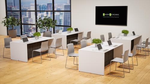 Grigio Laminate Square Workstation 209, Grey (Layout-SQT-209-B-G)