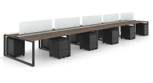 10 Seat Workstation, Matte Black Frame/Storage (Layout-V10S-2448-BLK)