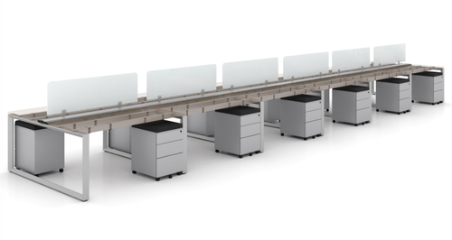 12 Seat Workstation, Matte Grey Frame/Storage (Layout-V12S-2448-G)