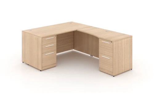 L-Shaped Rectangular Desk with Laminated Modesty Panel - Miele (P-104-MI(GROUP))