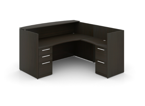 L-Shaped Reception Desk with Glass Transactional Floated Top (P-107-E(GROUP)) L-Shaped Reception Desk with Glass Transactional Floated Top (P-107-E(GROUP))