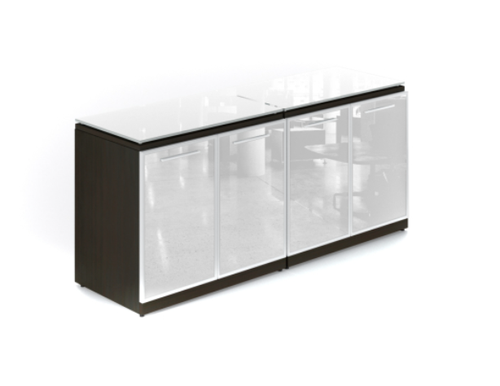 Espresso 4 Glass Door Credenza with Floated Glass Tops (P-110-E(GROUP))