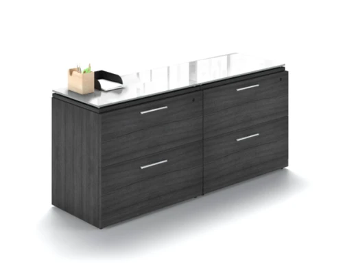 Grigio 4 Drawer Lateral Credenza with Floated Glass Tops (P-112-G(GROUP))