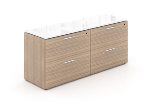 Noce 4 Drawer Lateral Credenza with Floated Glass Tops (P-112-N(GROUP))