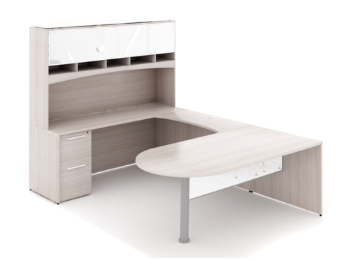 Blanc De Gris U-Shaped Bullet End Desk (P-121-BDG)