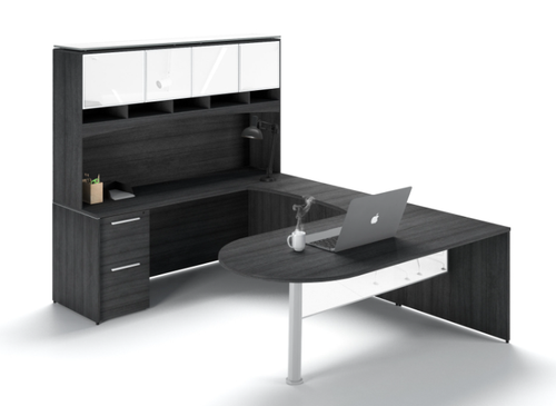Grigio U-Shaped Bullet End Desk (P-121-G)