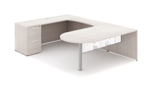 Blanc De Gris U-Shaped Bullet End Desk (P-121NH-BDG)