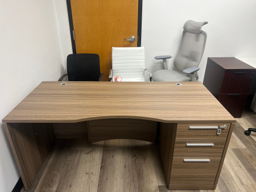 Noce 66" Rectangular Curved Desk & BBF Combo with Modesty Panel (MOSUSEDCDNOCE6630BBF)