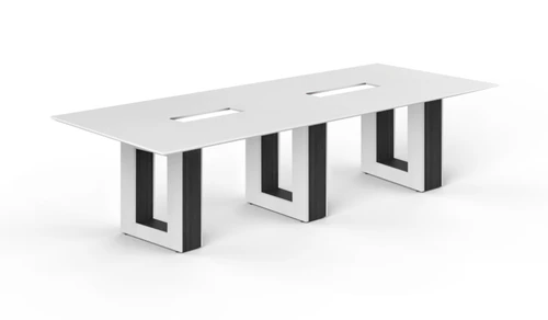 10' Coltello Conference Table – Blanco Top with Aureola Bases; Inner Core in Grigio (CD-CCT10-AB-B-G (GROUP)