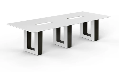 10' Coltello Conference Table – Blanco Top with Aureola Bases; Inner Core in Espresso (CD-CCT10-AB-B-E (GROUP))