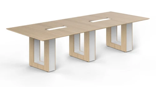 10' Coltello Conference Table – Miele Top with Aureola Bases; Inner Core in Blanco (CD-CCT10-AB-MI-B (GROUP))