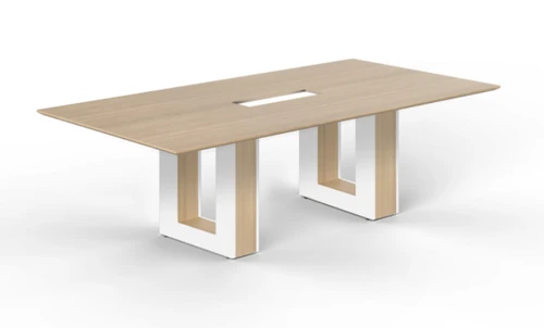 8' Coltello Conference Table – Miele Top with Aureola Bases; Miele Inner Core and Blanco Side Panels (CD-CCT8-AB-MI-MI-B (GROUP))