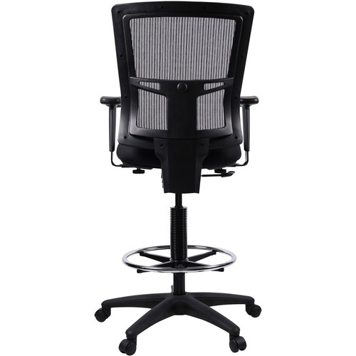 Lorell Mesh Back Drafting Stool - Black Seat - Black Back - 5-star Base - Black - 1 Each (LLR43100)