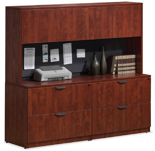Two Lateral Filing Cabinets w/Four-Door Overhead Hutch, MOSPL999 Two Lateral Filing Cabinets w/Four-Door Overhead Hutch, MOSPL999