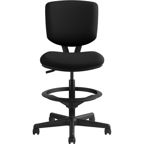 HON Volt Task Stool | Extended Height, Footring | Black Fabric - Black Fabric, Polyester, Wood Seat (HON5705GA10T)