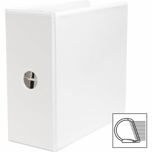 Business Source Basic D-Ring White View Binders - 5" Binder Capacity - Letter - 8 1/2" x 11" Sheet (BSN28445)