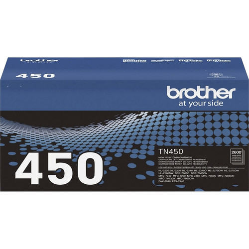 Brother Genuine TN450 Mono Laser High Yield Black Toner Cartridge - Monochrome Toner - Laser - High (BRTTN450)