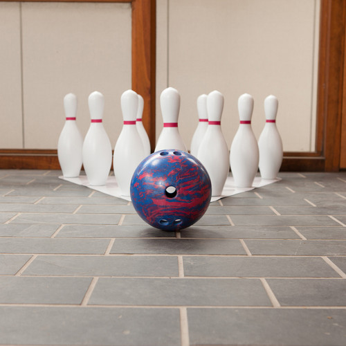 Champion Sports Plastic Bowling Ball & Pin Set - White - Plastic, Rubber - 11 / Set (CSIBPSET)