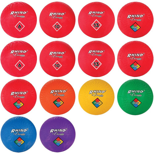 Champion Sports Mixed Playground Ball Set - Assorted, Blue, Red - Nylon, Rubber - 14 / Set (CSIUPGSET1)
