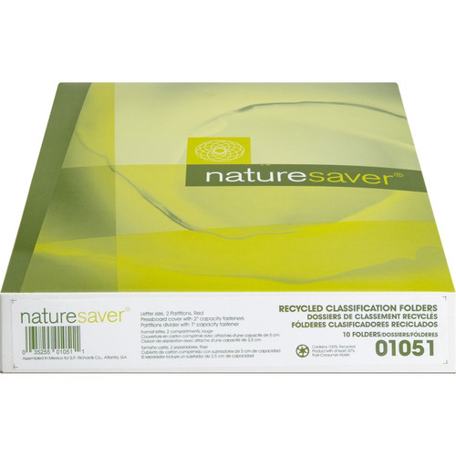 Nature Saver 2/5 Tab Cut Letter Recycled Classification Folder - 8 1/2" x 11" - 6 Fastener(s) - 2" (NAT01051)