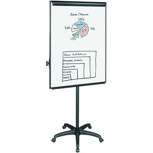 MasterVision Basic Mobile Presentation Easel - 27.5" (2.3 ft) Width x 39" (3.3 ft) Height - White - (BVCEA4800055)