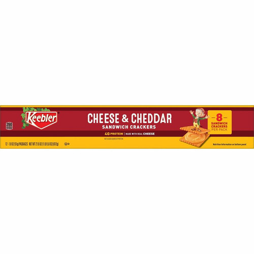 Keebler&reg Cheese Crackers with Cheddar Cheese - Cheddar Cheese - 1.80 oz - 12 / Box (KEB21147)