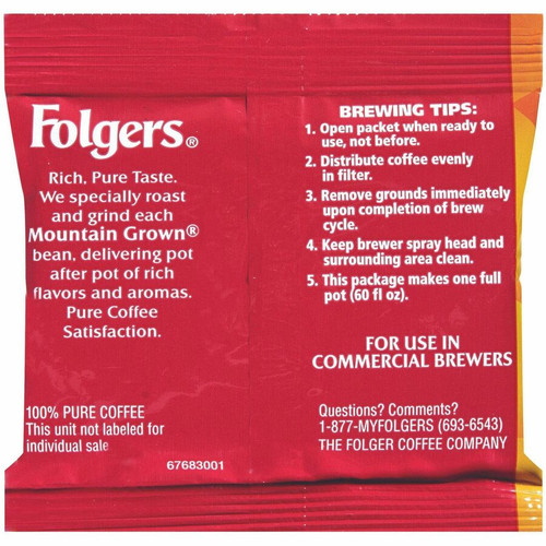 Folgers Classic Roast Coffee - Medium - 0.9 oz - 36 / Carton (FOL06125)